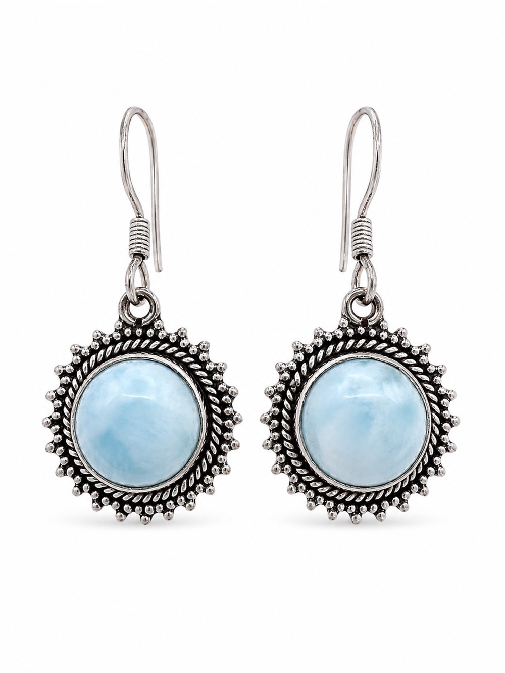 S925 Larimar Sun Hook Earrings